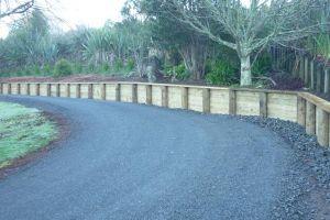 80m length retaining wall up curved driveway
