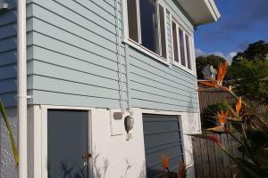 Exterior weatherboard maintenance and painting.