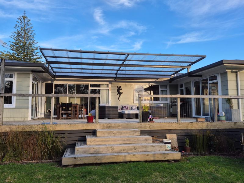 Completed deck with roof cover.