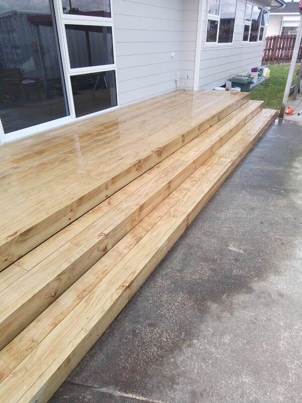 Timber front entry deck